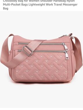 Quilted Crossbody Shoulder Bag for Women - Pink